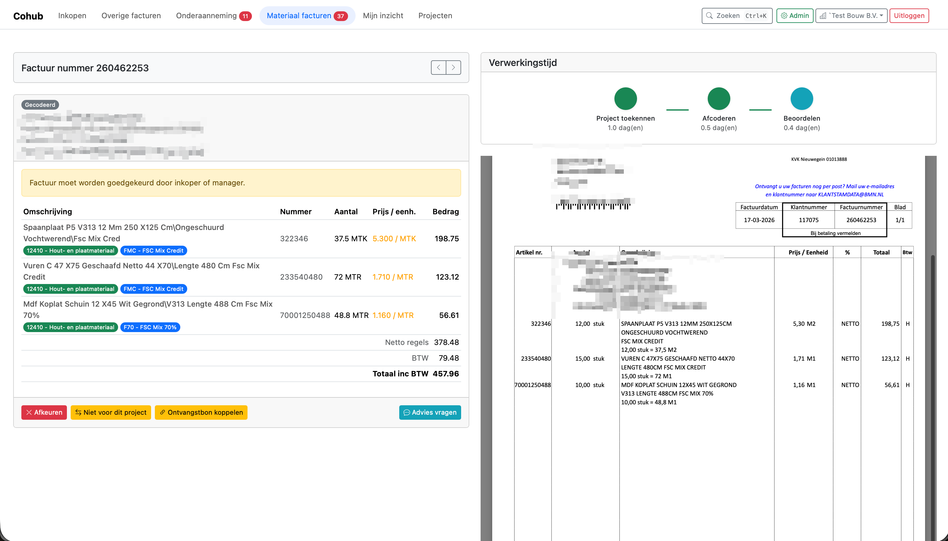 Cohub factuurverwerking met automatische codering en PDF preview